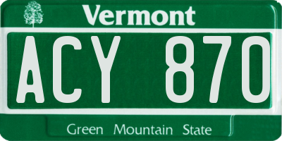 VT license plate ACY870