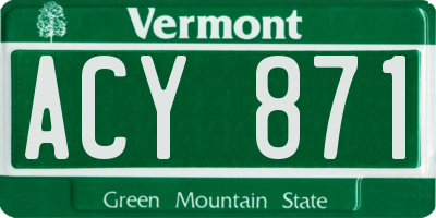 VT license plate ACY871