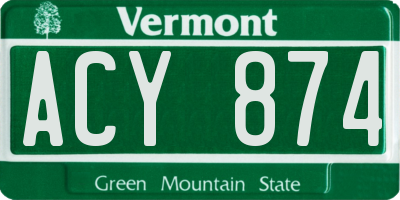 VT license plate ACY874
