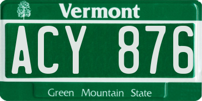 VT license plate ACY876
