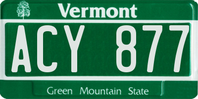 VT license plate ACY877