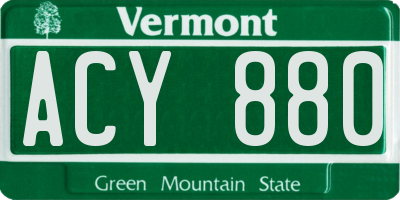 VT license plate ACY880