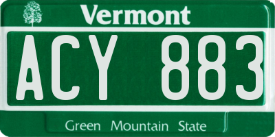 VT license plate ACY883