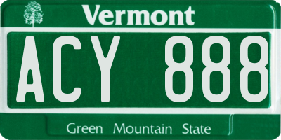 VT license plate ACY888