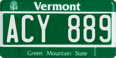 VT license plate ACY889