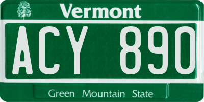 VT license plate ACY890