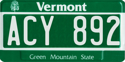VT license plate ACY892