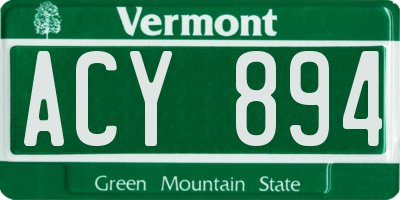VT license plate ACY894