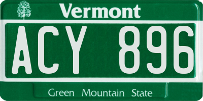 VT license plate ACY896