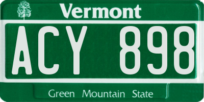 VT license plate ACY898