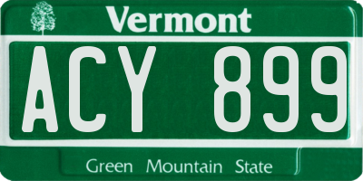 VT license plate ACY899