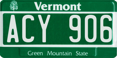 VT license plate ACY906