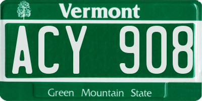VT license plate ACY908