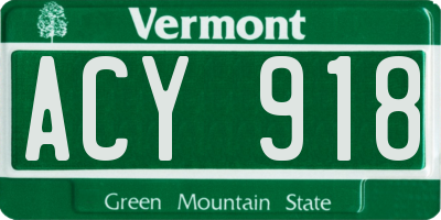 VT license plate ACY918