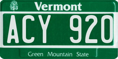VT license plate ACY920