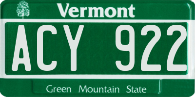 VT license plate ACY922