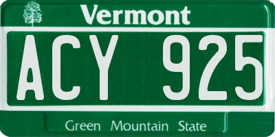 VT license plate ACY925