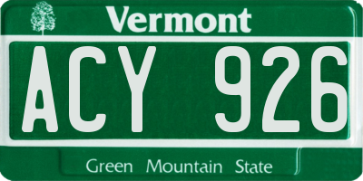 VT license plate ACY926