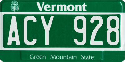 VT license plate ACY928