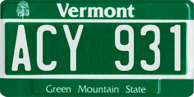 VT license plate ACY931