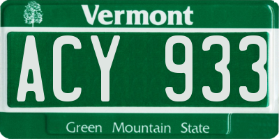 VT license plate ACY933