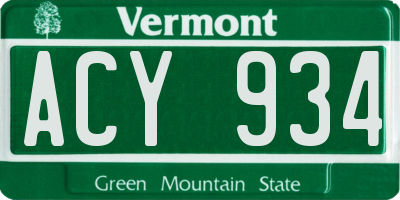 VT license plate ACY934