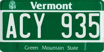 VT license plate ACY935