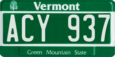 VT license plate ACY937