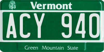 VT license plate ACY940