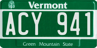 VT license plate ACY941