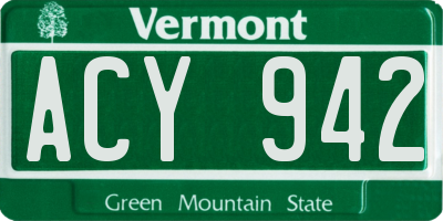VT license plate ACY942