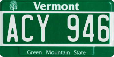 VT license plate ACY946