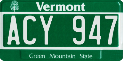 VT license plate ACY947