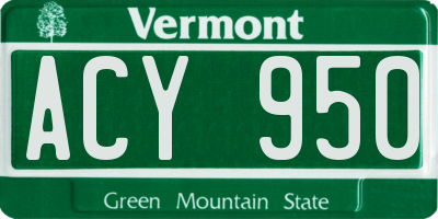 VT license plate ACY950