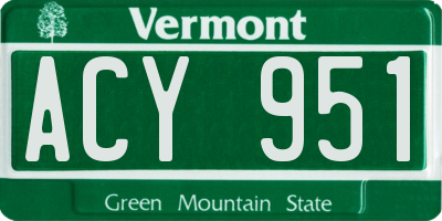 VT license plate ACY951