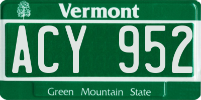 VT license plate ACY952