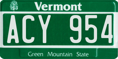 VT license plate ACY954