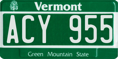 VT license plate ACY955