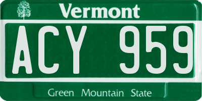 VT license plate ACY959