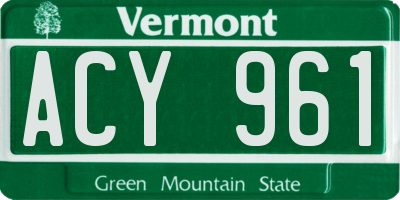 VT license plate ACY961