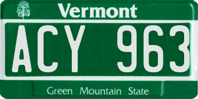 VT license plate ACY963
