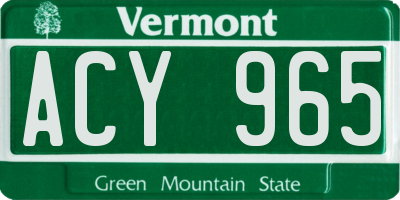 VT license plate ACY965