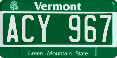 VT license plate ACY967