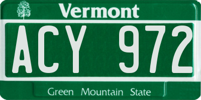 VT license plate ACY972