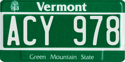 VT license plate ACY978