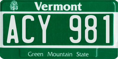 VT license plate ACY981