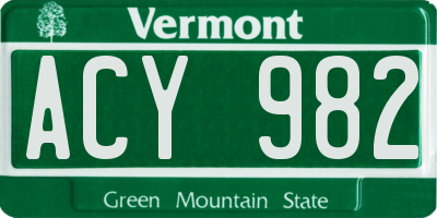 VT license plate ACY982