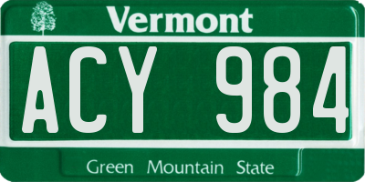 VT license plate ACY984
