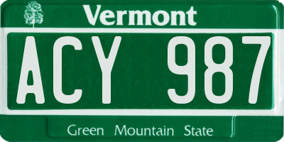 VT license plate ACY987