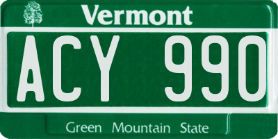 VT license plate ACY990
